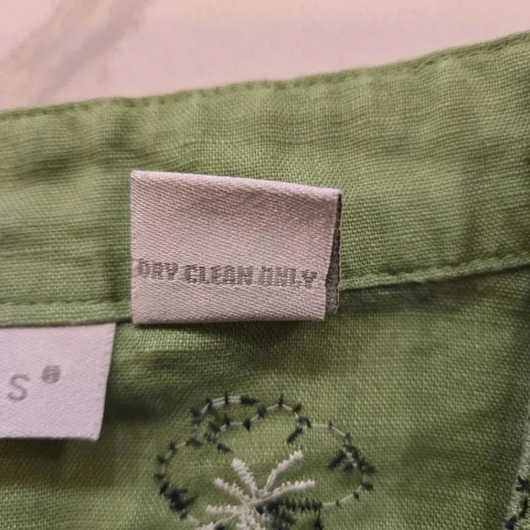 Tweeds Embroidered Floral Linen Button Down Tunic Green Womens Size 1X - Picture 12 of 12